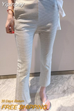 Yipinpay Slim Ankle Striped Flare Pants Korean Style Cargo Pants Women Y2k Pantalones Mujer Sweatpants Wide Leg Pants Trousers