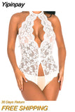 Yipinpay Sexy Lace Bud Sling Women Bodysuit Teddy Lingerie Strap Floral Snap Erotic Lingerie Crotch Body Sculpting Skin-Friendly