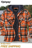 Yipinpay fashion men's autumn and winter New Vintage lattice hooded non cotton jacket new style