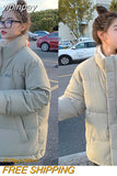 yipinpay Womens Khaki Reversible Down Jackets Winter Baggy Comfortable Coat Thickening Warm Female Puffer Cotton Padded Jacket Outwear
