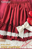 Yipinpay Kawaii Lace Lolita Skirt Women Harajuku Vintage Ruffle Patchwork Elastic Waist Mini Skirts Soft Girl Japanese Streetwear