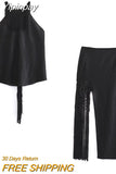 Yipinpay Tassel Slit Midi Skirt Woman Summer Black Long Skirts For Women Fashion 2023 High Waist Skirt Sets Elegant Women's Skirts