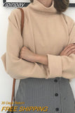 Yipinpay Turtleneck Knitted Sweater Women Loose Solid Soft Warm Pullover Basic Autumn Winter Jumpers Thin Streetwear Tops