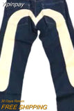 Yipinpay American High Street Fashion Big M Print Jeans Women Y2K Harajuku Casual Straight Baggy Jeans Punk Rock High Waisted Jeans
