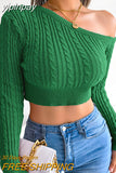 yipinpay Sweater Women One Shoulder Pullover Cut Out Long Sleeve Sweaters Fall Winter Clothes Jumper Female Streetwear Knitted Top