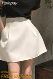 Yipinpay High Waist Wild Faldas Jupe Short Puffy Pocket Black Skirts for Women Wild Y2k White Casual Suit Skirt Work Style Chic