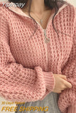Yipinpay Hooded Sweater Coat Casual Loose Cropped Twist Cardigans Zipper Jacket Y2k Sueters Mujer Knitted Sweater Pull Clothes