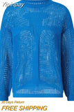 Yipinpay Shirt for Women y2k Clothes Spring Women's Clothing 2023 Latest Fashion Sexy Mesh Tops Knit Hollow out Loose Top