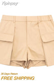 Yipinpay TRAF Fashion Women Cargo Skirt 2023 Summer with Pockets Casual A-Line Mini Skirts Ladies Chic Elegant Short Skirts New In