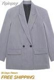 Yipinpay 2023 Black Oversize Blazer Woman Double Breasted Office Elegant Female Blazer Casual Long Sleeve Women's Spring Jacket
