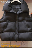 Yipinpay Cotton Stand Collar High Sleeveless Vest Chalecos Para Mujer Black Waistcoat Women Parkas Crop Down Coats Top Jacket