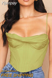Yipinpay Quality Summer Corset Top Y2k Women 2023 Lined Sexy Bodycon Top Draped Black White Female Padded Top for Party Club