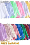 Yipinpay 2023 Women Shirt Multicolour Button Up Shirt Women Summer Long Sleeve Top Female Streetwear Oversize Shirts And Blouses