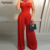 Yipinpay Women Elegant Tank Sleeveless Sexy Formal Straight Leg Working Jumpsuits