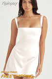 Yipinpay Spaghetti Strap Satin Birthday Party Dresses Women Sleeveless White A Line Dress Mini Holiday Summer Dresses 2023