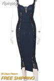 Yipinpay Sexy Hollow Out Bodycon Long Dress For Women Summer Suspender Backless Dresses Femme Y2K Beachwear Night Party Vestidos