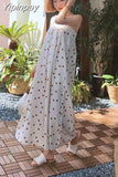 Yipinpay Polka Dot Wide-leg Jumpsuits Sling Sleeveless Korean Large Size Summer 2023 Straight Pants Casual Loose Overalls Women