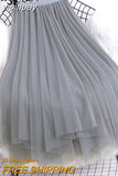 yipinpay Women Tulle Tutu Midi Mesh Skirts Kawaii Bridesmaids Hit Color Irregular Dance Pleated Skirt Girls Black Pink Faldas