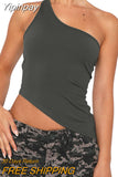 Yipinpay Women's Tops Streetwear Clothing Summer Crop Tube Tops y2k T-shirt Vintage Irregular One Shoulder Camisole Clothes for Women