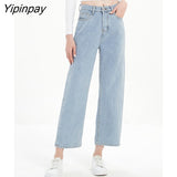 Yipinpay Loose Straight Jeans For Women 2023 Spring Casual Vintage Wash Denim Mom Jeans Women High Waist Baggy Jean Femme