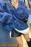 Yipinpay Sweater Sueter Mujer Y2k Top Jumper Pullover Khaki Leopard Sweater Women Clothes Knit Green Printed Style 2023 New