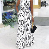 Yipinpay Print Sleeveless Wide Leg Jumpsuit