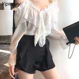 Yipinpay New Korean Women Blouses V Neck Long-sleeved Dropshipping Blouses Womens