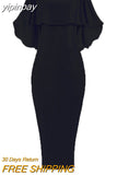 yipinpay 2023 Bling Glitter Elegant Party Evening Maxi Dress Y2K Bodycon Sexy Women Summer Off Shoulder Ruffles Solid Long Dresses
