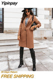 Yipinpay hot style autumn and winter color lapel mid-length button woolen coat coat women's clothing