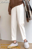 yipinpay Korean Casual Harem Pants Women Solid Autumn Winter High Waisted Sweatpants Female Pockets Loose Harajuku Pants Ladies