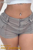yipinpay Shorts Women Low Waist 2023 Summer Streetwear Vintage Y2k Clothes Asymmetric Pocket Casual Shorts Button Biker Shorts Women