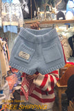 Yipinpay Cortos De Mujer Autumn Wild Knitted Casual Letter Shorts Women Wide Leg Pocket Shorts Feminino Casual Y2k