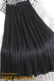 yipinpay Summer Thin Pleated Skirts Women 2023 New Stylish Luxury High Waist Korean Midi Faldas Plain Simple Swing A-line Skirt