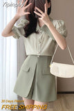 Yipinpay Women's Summer Shorts Sets Korean Luxury Short Sleeve New In Matching Sets Chic and Elegant Shorts 2 Piece Set Women Outfit