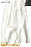 Yipinpay Spring Summer Women's Cotton Linen Wide Leg Pants Loose Elastic High Waist Thin Ladies Skirt Pants Capris Flared Trousers