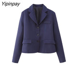 Yipinpay Fashion Women Blazer Skirts Sets 2023 Female Office Lady Elegant Single Breasted Jackets Mid-Calf A-Line Solid Skirts