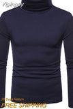Yipinpay Winter Tops Fashion Mens Casual Slim Fit Basic Turtleneck Knitted Sweater High Collar Pullover Male Double Collar M-2XL
