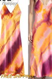 Yipinpay Printed Slip Long Dress Women Satin Backless Dress Woman Camisole Sexy Summer Dresses Woman 2023 Evening Party Dresses