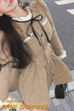 Yipinpay Winter Long Sleeved Dress Tweed Vestidos Elegantes Para Mujer Mini Party Plaid Dress Retro Women Clothing Y2k Robe