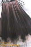 yipinpay Women Tulle Tutu Midi Mesh Skirts Kawaii Bridesmaids Hit Color Irregular Dance Pleated Skirt Girls Black Pink Faldas