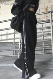 Yipinpay New Spring Summer Women Pants Hip Hop Fashion Casual Straight Streetwear Loose Oversize Female Trousers Long Split Pants