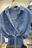 Yipinpay Waistcoat Jean Jacket Jaqueta Feminina Short Sleeve Denim Coat Chaqueta Mujer Women Crop Shirt Korean Tops Y2k Vest