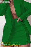 Yipinpay Women 2 Piece Set Fashion Streetwear Long Sleeve Blazer Jacket Sets + Skirt Slim Suit Elegant Office Lady Casual Coat Suits