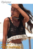 Yipinpay Brand Summer Women Sexy V Neck Crop Top Crochet Swim Cover up Lady Girls Lace Sleeveless Tank Top Beach Vest Clothing