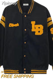 Yipinpay Letter Pattern Flocking Embroidery Jackets And Coats Men Y2K Street Hip-Hop Retro Baseball Uniform Couple Casual Jacket