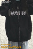 Yipinpay Embroidered Y2k Zip Up Hoodie Women Loose Long Sleeve Hooded Sweatshirt Goth Street Kawaii Clothes American Retro Hoodies