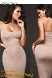 Yipinpay Women Lady V-Neck Pencil Dress Solid Color Backless Spaghetti Strap Bodycon Slim Slip Dress Summer Beach Sundress