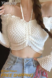 Yipinpay Women Sexy Off Shoulder T-shirts Autumn Winter 2023 Crop Top Clothing y2k Harajuku Luxury Vintage Long Sleeve Top Streetwear