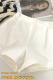 Yipinpay Cortos De Mujer High Waisted Shorts Feminino Wild Solid Simple Casual Suit Black Wide Leg Shorts Women White Spring