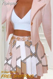 Yipinpay women's two piece set Buttoned Long Sleeve Blazer Coat Chain Decor Pleated Skirt Set short skirt suit female 2023 new